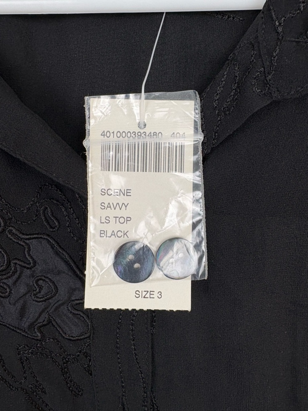 NWT Chico's Sheer Black Embroidered Button-Up Top 100% Silk Plus Size Witchy - Picture 4 of 9